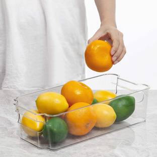 NISHIV Plastic Multipurpose Storage Basket Refrigerator Organizer Bins - Stackable Fridge Storage Basket