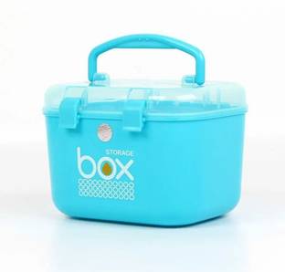 divinezon Plastic Storage Box with Layers, Medicine Pill Organizer First Aid Kit(blue) Storage Basket