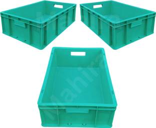 Singhal Pack of 3 Multipurpose Plastic Storage Crate 500x325x150 MM Basket Bin Crates Storage Box
