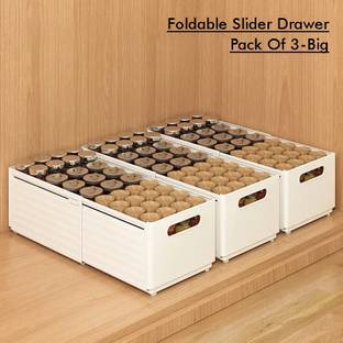 SUKHAD Stackable Foldable Slider Kitchen Big set of 3 Storage Box