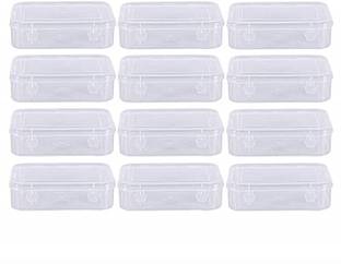 NAVMAV 12pcSmall Container With Lid And Lock For Multipurpose Transparent Plastic Storage Box