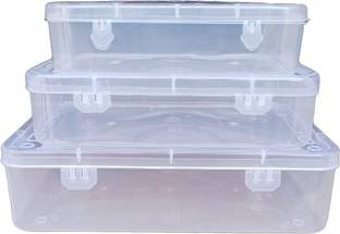 GREATERE BUYBEST COMBO PACK OF 3 MULTIPURPOSE PLASTIC STORAGE BOX WITH LOCK - TRANSPARENT Storage Box