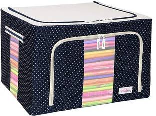 MOHAK Cloth Organizer Bag 66 LTR Foldable Steel Frame Cloths Zip Organizer Bag and Oxford Fabric Luggage Cover