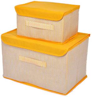 Mteaser Multipurpose Foldable Small & Large Drawer Rectangular Storage Box with Lid and Side Handle Closet Organizer for Clothes