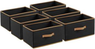 HOMESTIC Multipurposes Rectangular Flodable Storage Box, Pack of 6 (Black) Storage Box