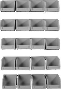 ALKON Polybins Stackable Storage Set of 20 Bins with 5 Mounting Rails Screw/Nuts Storage Box