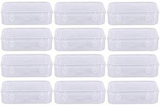 PMW Multipurpose Plastic Transparent Storage Boxes- Pack of 12 (Small, 11, Square) Storage Box