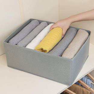 Mteaser 7 Grid Foldable & Stackable Wardrobe Closet Drawer Organizer for Cloth Set of 1| Storage Box