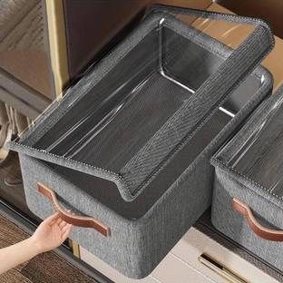 ETONWALL Folding Storage Box With Lid Fabric Foldable Steel Storage Cubes Organizer Storage Box