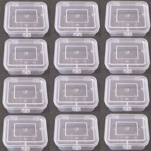 NAVMAV 12pcSmall Size Container With Lid And Lock For Multipurpose Transparent Plastic Storage Box