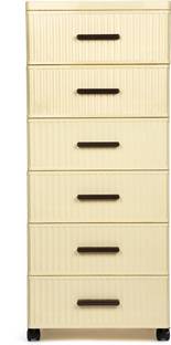 HOUSE OF QUIRK 6 Layer Plastic Storage Cabinet with Wheels -35D x 26W x 83H Cm Storage Box