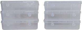 Shivarth Transparent Small Containers Plastic Clear Boxes with Lock Lip Multipurpose 6pcs Storage Box