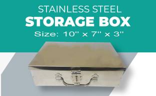 JAYCO Stainless Steel 10" Storage Box for Jewellery / Cash Peti Trunk Storage Box