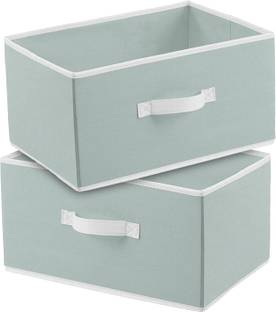 Mteaser Multipurpose Rectangular Foldable Cloth Organizer| Durable Handle, (2 Pcs) Storage Box