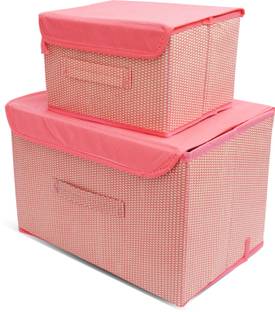QUAIL Foldable Drawer Rectangular Storage Basket with Lid & Handle Closet Organizer Storage Box