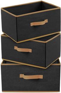 Nandanigarments Rectangular Storage Box/Organizer Black for Cloths And Toys | Pack of 3 Storage Box