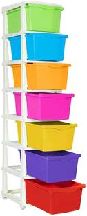 PARASNATH Boxo 7 Layer (Multi) Multi-Purpose Modular Drawer Storage System for Home Plastic Free Standing Cabinet