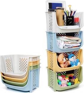 Suchita Plastic Stackable Storage Basket Storage Basket