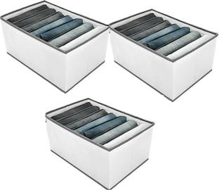 QUAIL 7 Grid Wardrobe Closet Organizer For Cloth Almirah Drawer Jeans,T-Shirt Pcs 3 Storage Box