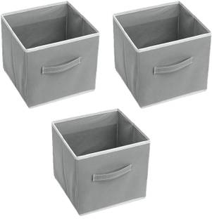 Crownsy Foldable Square Storage Bins Cubes Organizer Box Non-Woven Pack of 3 Storage Box