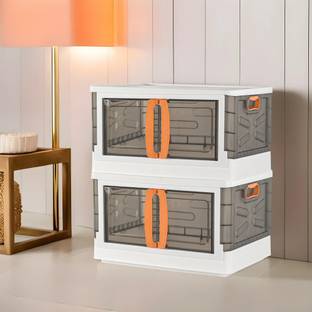 KUBER INDUSTRIES 2 Units Multipurpose Large Cupboard Storage Box for Home | White & Black Storage Box
