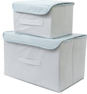 Mteaser Foldable Drawer Rectangular Storage Basket with Lid & Handle Closet Organizer| Storage Box