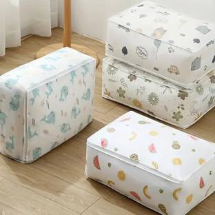ANSGMJIMN Cloth Organizer Storage Box with Lid Cover and zip, Large Storage,Dustproof Storage Box