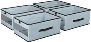 QUAIL Foldable Storage Box with Transparent Window & Handle Drawer Organizer Set of 4 Storage Box