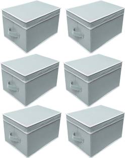 Ecorner Storage Box With Lid Pack of 6 grey For Store toys, Shirt, Undergarments Storage Box