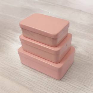 JAYCO Aluminium Small Storage Boxes - Set of 3 pcs - Baby Pink Color Storage Box