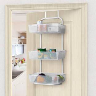 Indian Decor Containers Kitchen Rack Iron 28138 Over the Door Basket Organizer, 3-Tier Mesh Basket Hanging Storage
