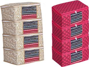 Ankit International High Quality Non Woven With Window Saree cover / Wardrobe Organizer Clothes / Storage Cover Storage Space Saver Multipurpose Bag/Wardrobe Storage Organizer Storage Box Set of 8 Avi_XL_SC_7778