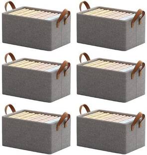 Vervita 26 L Clothes Storage Bag Organizer 6 Pack with Steel Frame Oxford Fabric Storage Box