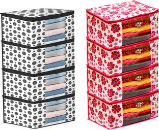 Ankit International High Quality Non Woven With Window Saree cover / Wardrobe Organizer Clothes / Storage Cover Storage Space Saver Multipurpose Bag/Wardrobe Storage Organizer Storage Box Set of 8 Avi_XL_SC_7782