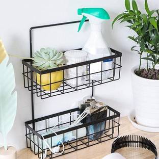 Indian Decor 28498 Wrought Iron Wall Mounted Multi-Layer Storage Rack Kitchen Iron Wall Shelf