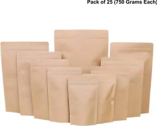 Velexe Brown Kraft Paper Zip Lock Stand Up Storage Pouches | 180mm*260mm Paper Storage Pouch