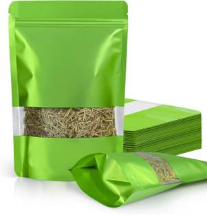 Pocheon 250 gm Capacity - 50 pcs - Matt Green - Reusable Stand up Standee Zip Pouch Plastic Storage Pouch