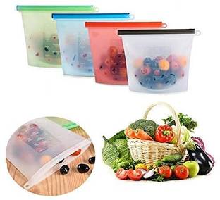 TakshEnterprise Microwave Food Storage Zip Bags Vegetable Fruit Silicone Storage Pouch