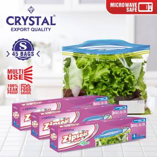 Crystal ZipSeal Storage Bags - Reusable, Freezer, 100% Leak Proof, FDA Food Grade -SMALL Plastic Storage Pouch