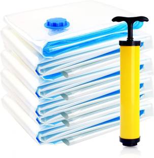 HOUSE OF QUIRK Vacuum Storage Reusable Ziplock Smart Saver Bags (Pack of 6) Manual Vacuum Bag Sealer