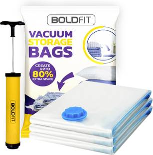 BOLDFIT Vaccum Storage Vacuum Bags Vacuum Storage Bag for Blanket Cloth Travel with Pump Travel Storage Vacuum Bags
