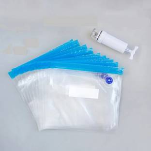 ANADI Resealable Food Grocery Vacuum Bags with Pump 21x22 cm for a Long Time Manual Vacuum Bag Sealer