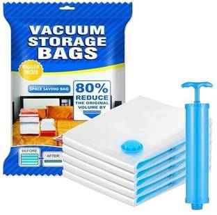 WE CLEVER Space Saver Reusable Vacuum Storage Ziplock Compression Sealer Bags & hand Pump, Travel Storage Vacuum Bags