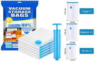 XBEY Space Saver Compression Sealer with Manual Pump Hanging Travel Storage Vacuum Bags