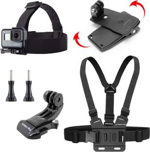 Action Pro Chest Belt, Head Belt, 360 Clamp Mount, J Hook, Quick Release Buckle Strap