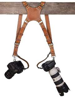 SUPERNIC Camera Strap for 2 Cameras/Dual Shoulder Leather Harness/Multi-Camera Gear Strap