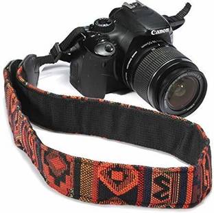 KRAPTICK Wolven Pattern Canvas Camera Neck Shoulder Strap Belt Compatible with All DSLR/SLR (Orange Black Pattern) Strap