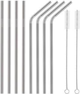 SMP ENTERPRISE (Pack of 10) 4 straight straws, 4 bend straws, and 2 straw cleaning brushes Glass Water/Juice Glass