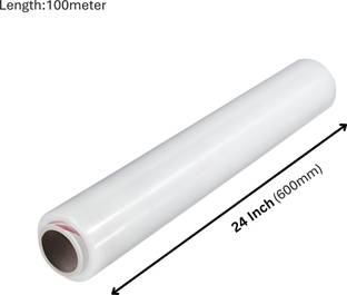 PrimeTrading 60 cm 328 ft Stretch Film Packing Material 24inch(600mm) 100meter Length Per unit, Pack of 1
