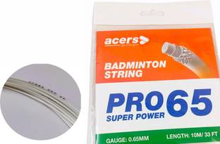 acers BadmintonRacketString_Pro65_White 0.65 Badminton String - 10 m